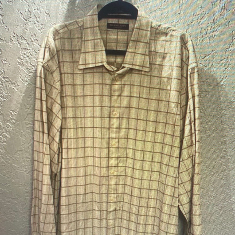 Daniel Cremieux Cream and Brown Checkered Shirt